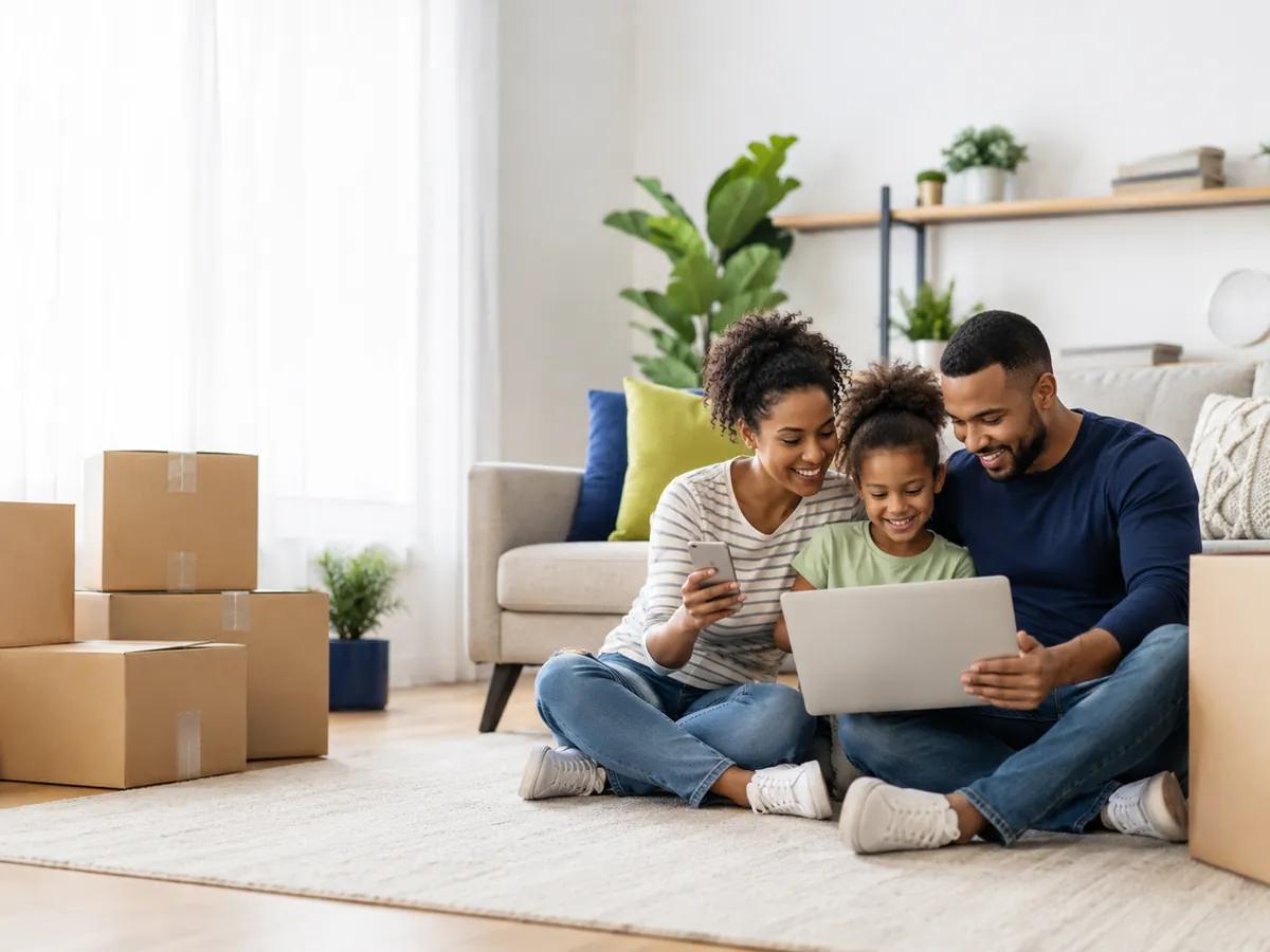 Famille préparant son déménagement
